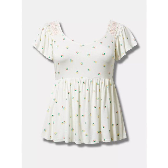 NWT TORRID Smocked Flutter Sleeve Babydoll Top - Picture 4 of 4